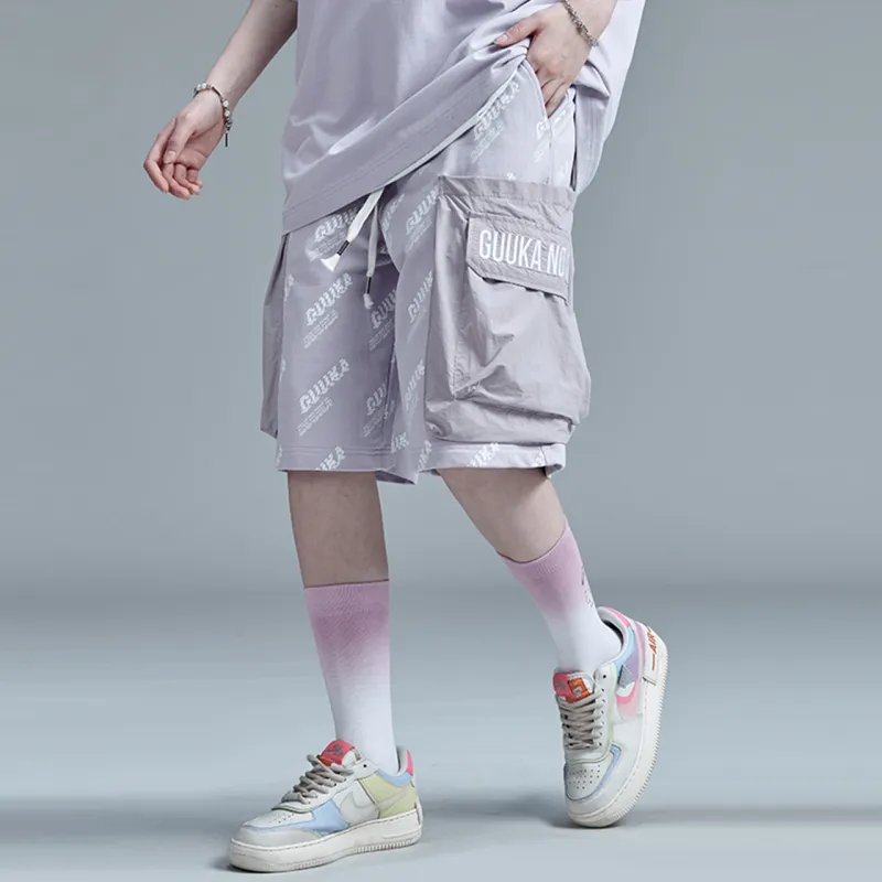 Guuka Cargo Shorts Unisex Purple-5