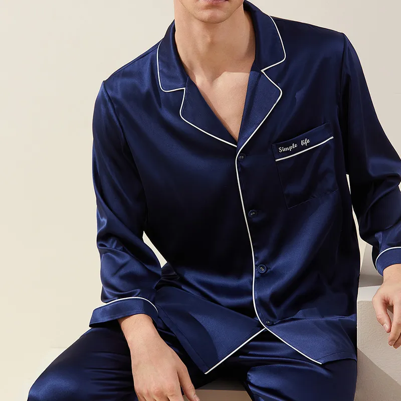 JINSANT Pajama Set Men's Navy Blue-1