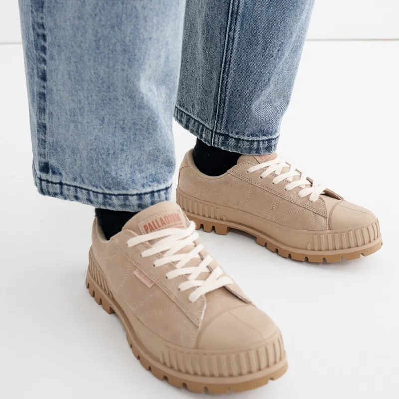 Palladium Pallashock90Sde Anti Slip And Wear Resistant Lightweight Low Top Canvas Shoes Unisex Light Brown-7