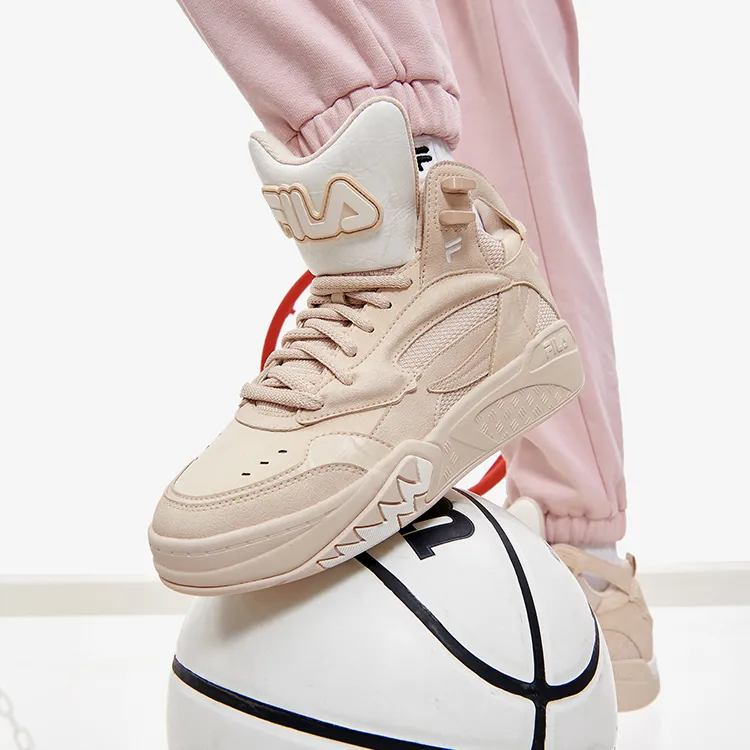 FILA FUSION Desperado We Mid Top Vintage Basketball Shoes Women's Cassava Powder Snow White-9