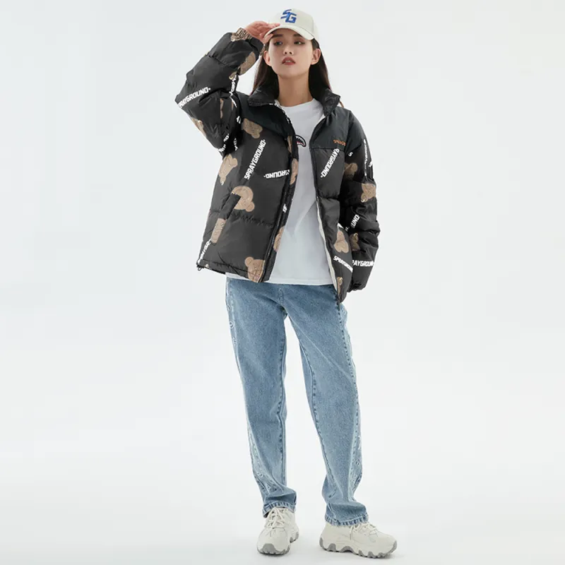 SPRAYGROUND Animal Pattern Stand Collar Loose Fit Thickened Down Jacket Unisex-5