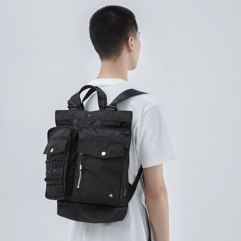 The MAD HATcher Polyamide Handbag Backpack Regular Unisex Navy Blue/Black-3