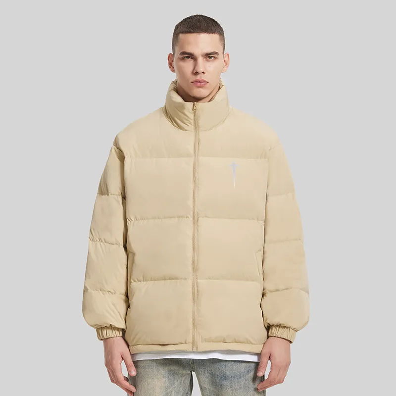 BTW Stand Collar Without Hood Loose Fit Down Jacket Unisex-24