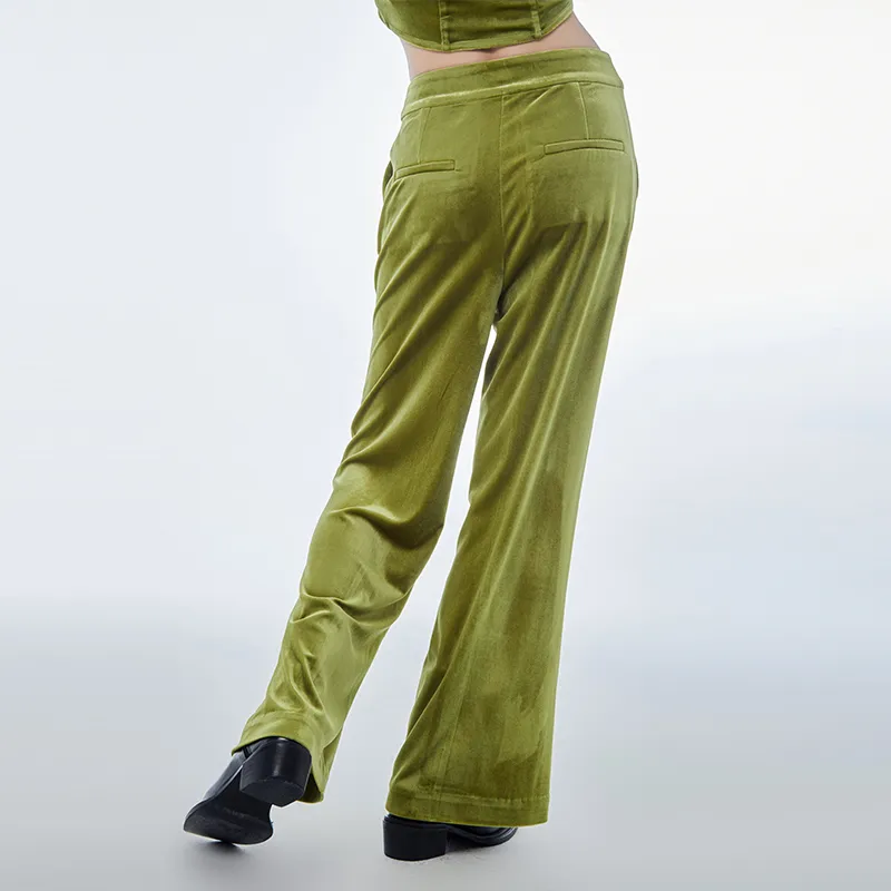 D. MARTINA QUEEN Casual Pants Women's Yellow Green-4