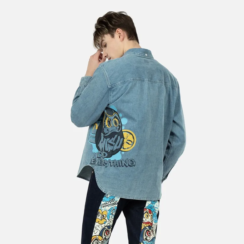 EVISU Shirts Men Denim Blue-3