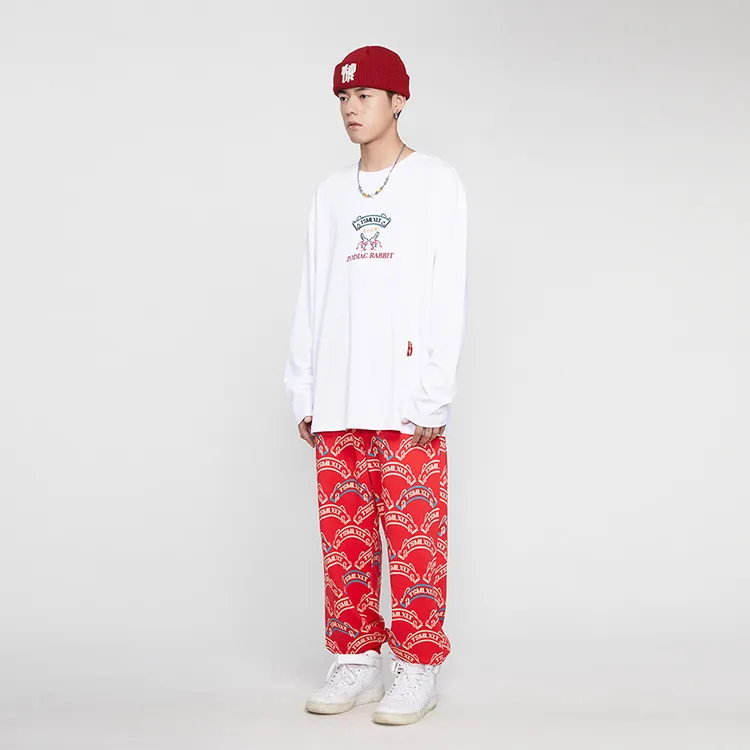 TSMLXLT Knitted Sweatpants Unisex Cherry Tomato Red-4