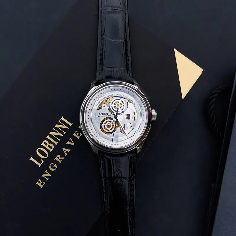 LOBINNI L Automatic Mechanical Movement Genuine Leather Strap Watch Men's Watches Cut-Out Dial-9