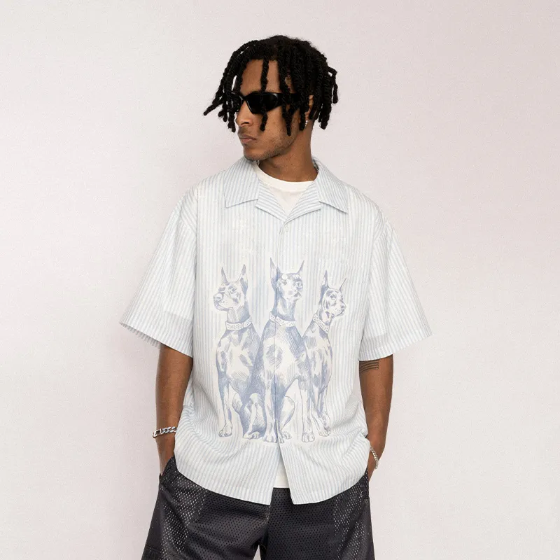 EMPTY REFERENCE Shirts Unisex Blue White Stripes-3