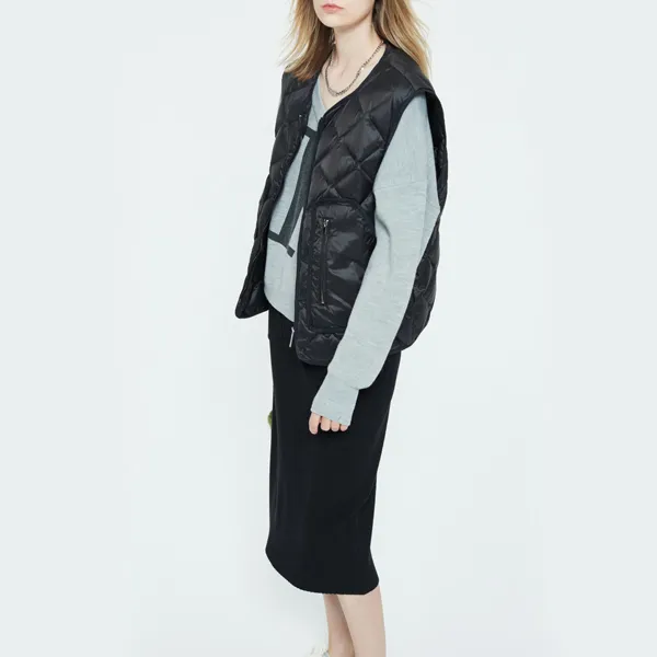 DKNY FW22 Solid Color Stand Collar Down Jacket Women's Black-13
