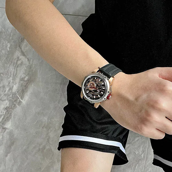 HANBORO Hollow Series Automatic Mechanical Movement Watch Men's Watches Cut-Out Dial HBR88853-MHH-4