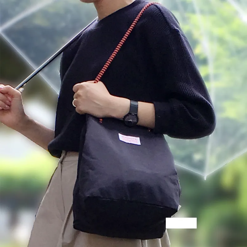 ROOTOTE Nylon Fabric Shoulder Bag, Crossbody Bag Regular Unisex Black/Brown-1