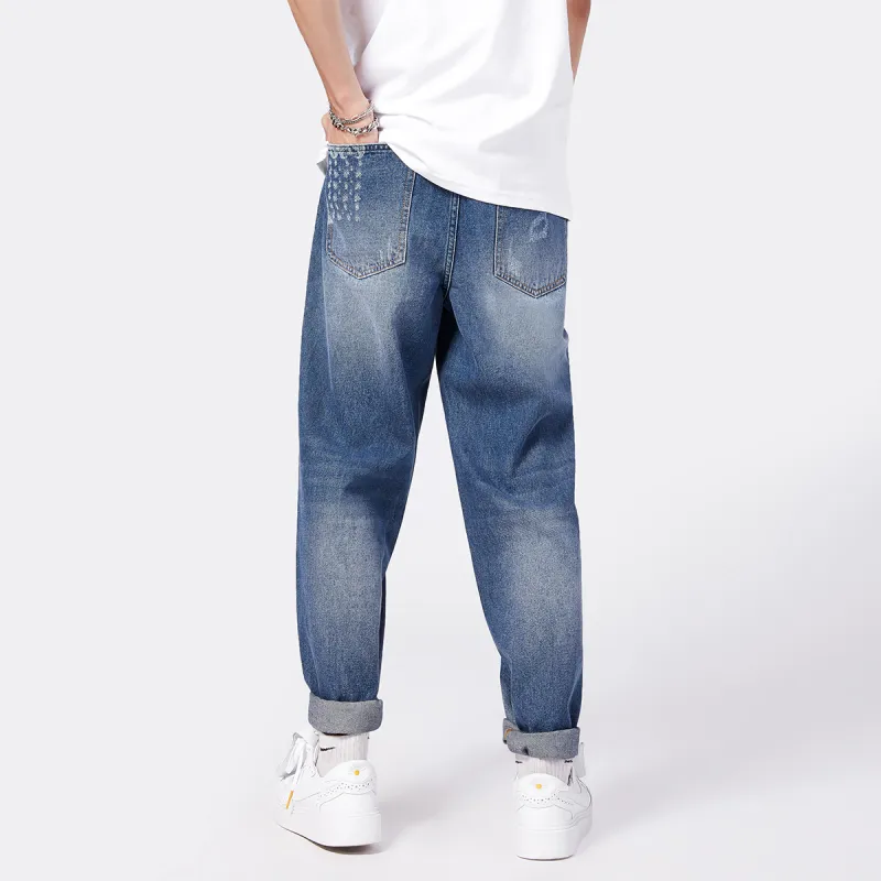 GUKUUL Straight Jeans Unisex Blue-4