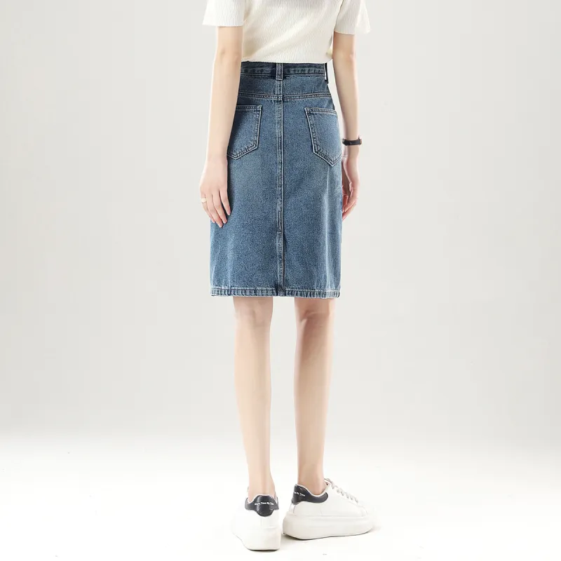 HIPPIEMISS Denim Long Skirts Women's Vintage Blue-3