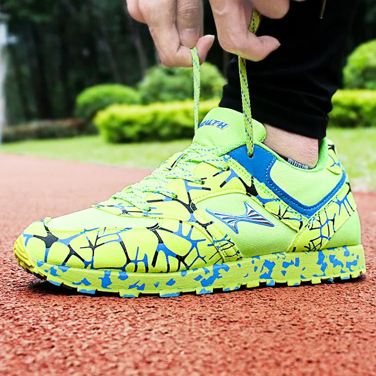 HEALTH 699 Cushioning Anti Slip And Wear Resistant Low Top Casual Running Shoes Unisex Neon Green Light Blue-6