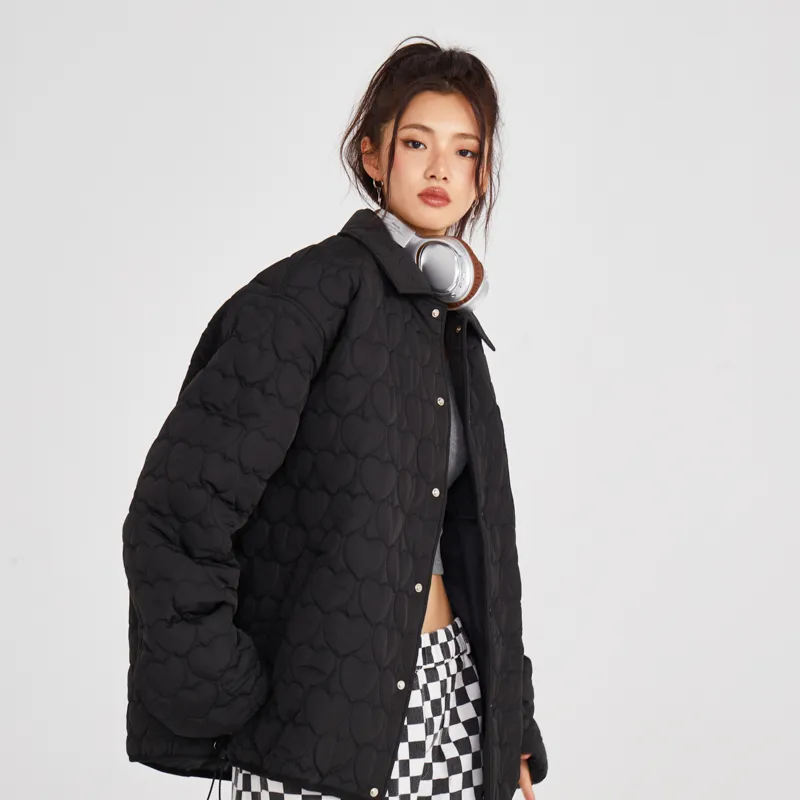 KILLWINNER Letter Stand Collar Loose Fit Thickened Puffer Jacket Unisex-3