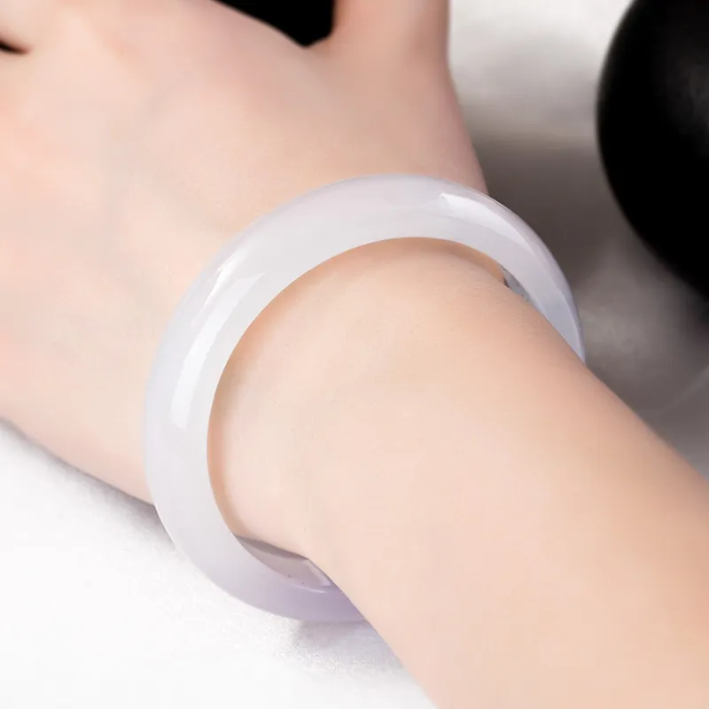 Koran White Agate Chalcedony Bangles Women's-1