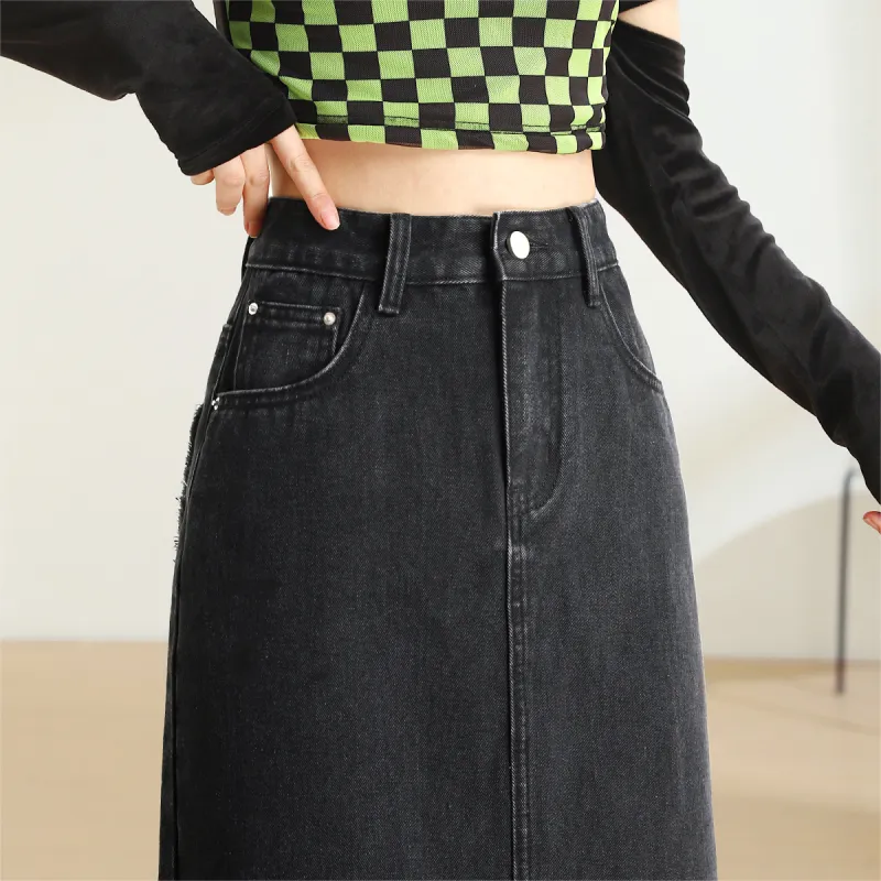 MITUAN Denim Long Skirts Women's-7