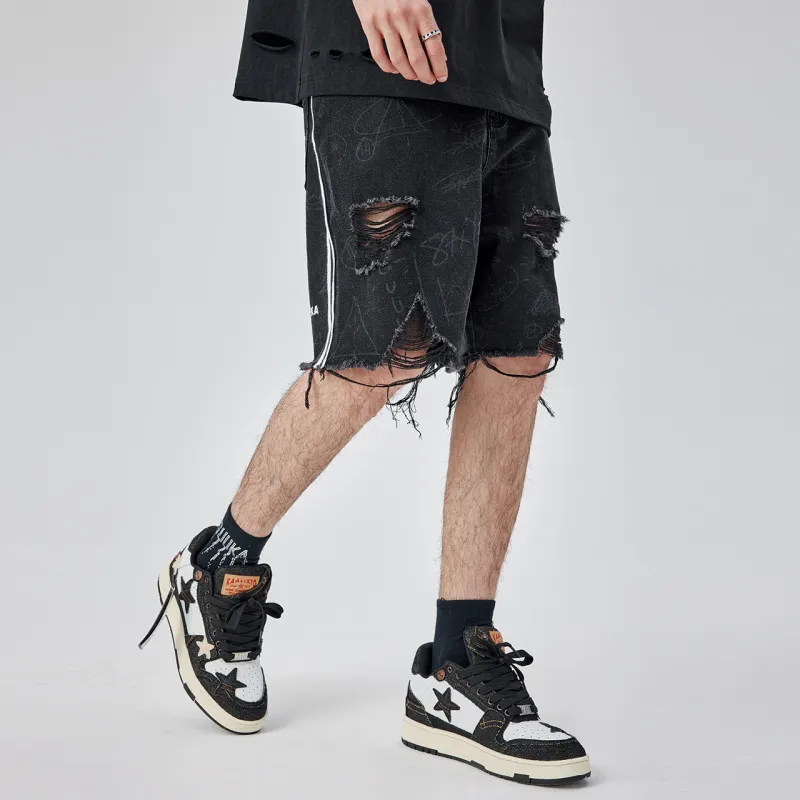 Guuka Denim Shorts Men Black-3
