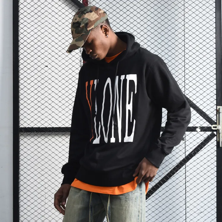 VLONE Big Logo Series Sweatshirt Unisex Black Orange-4