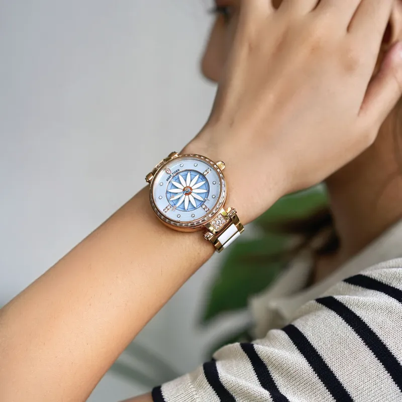 REEF TIGER Automatic Mechanical Movement Watch Women's Watch Blue Dial RGA1599 ML-8