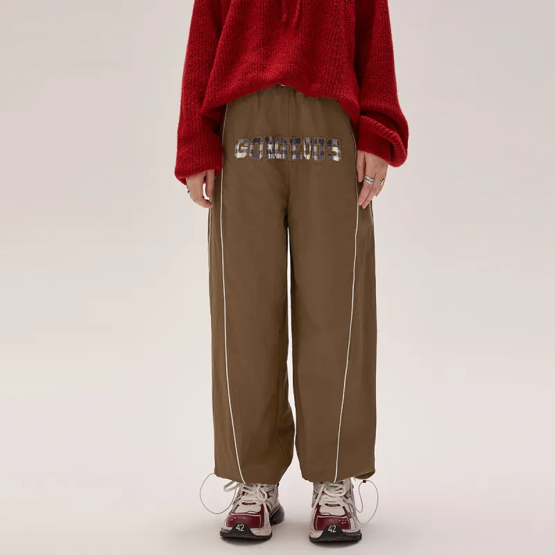 I'M ONE Knitted Sports Pants Women's Coffee Brown-3