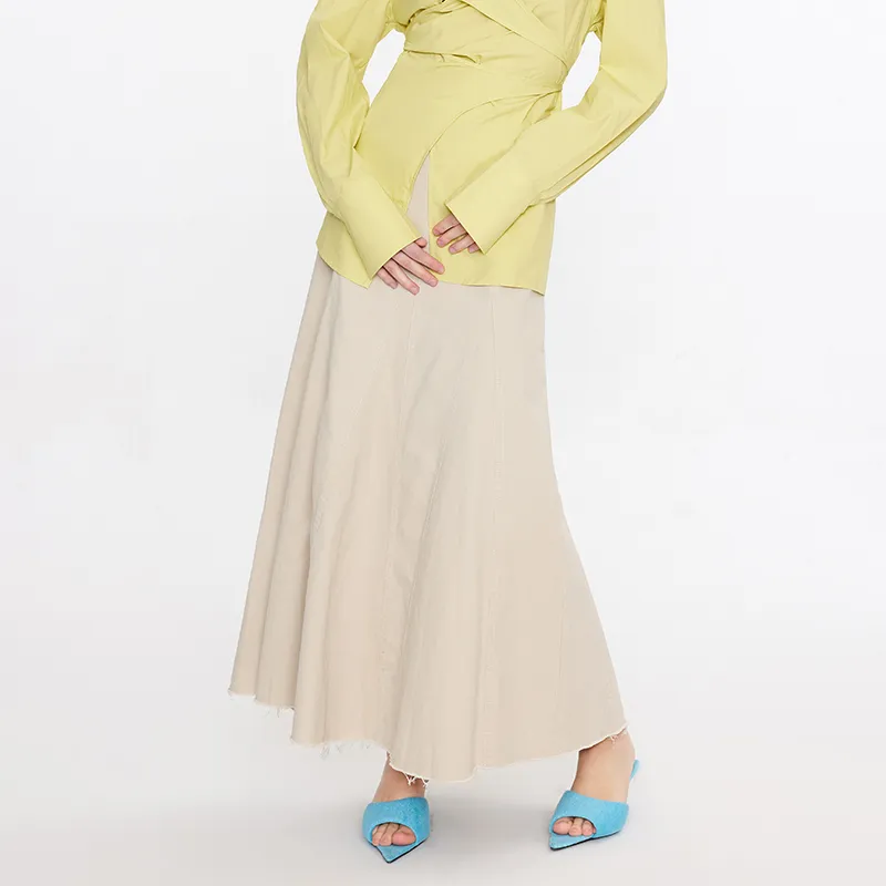 Cubic Casual Long Skirts Women's Beige-2