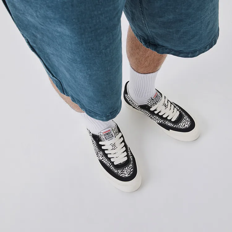 Vision Street Wear Flat Top All Over Print Low Top Skateboard Shoes Unisex Black And White All Over Print-8
