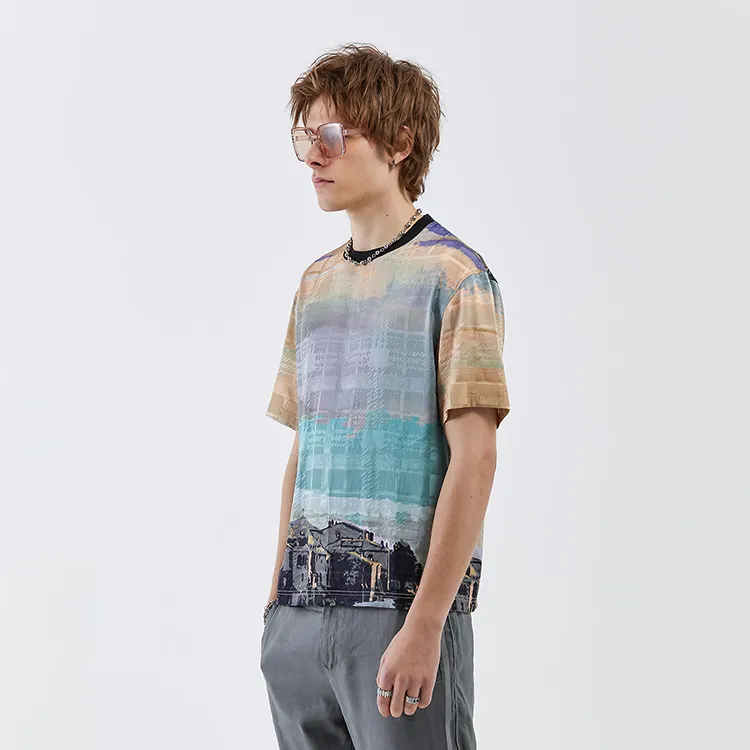 DAVID NAMAN T Shirts Men Green Purple-4