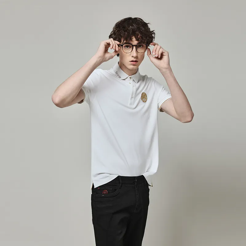 RARE Short Sleeved Polo Shirt T Shirt Men's White-6