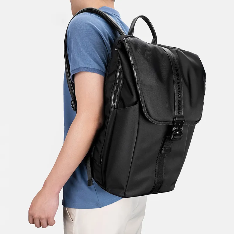 PIERRE CARDIN Nylon Laptop Bag, Travel Bag, Backpack Large Size Men's Black-8