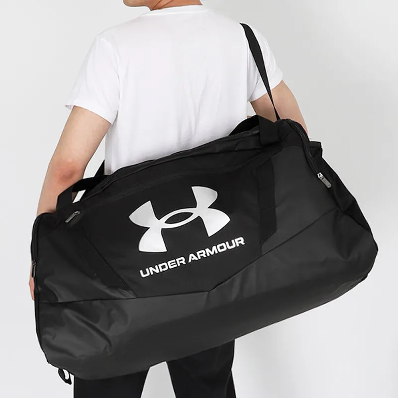 Under Armour Polyester Travel Bag, Shoulder Bag Regular Unisex Black+Metallic Silver-4