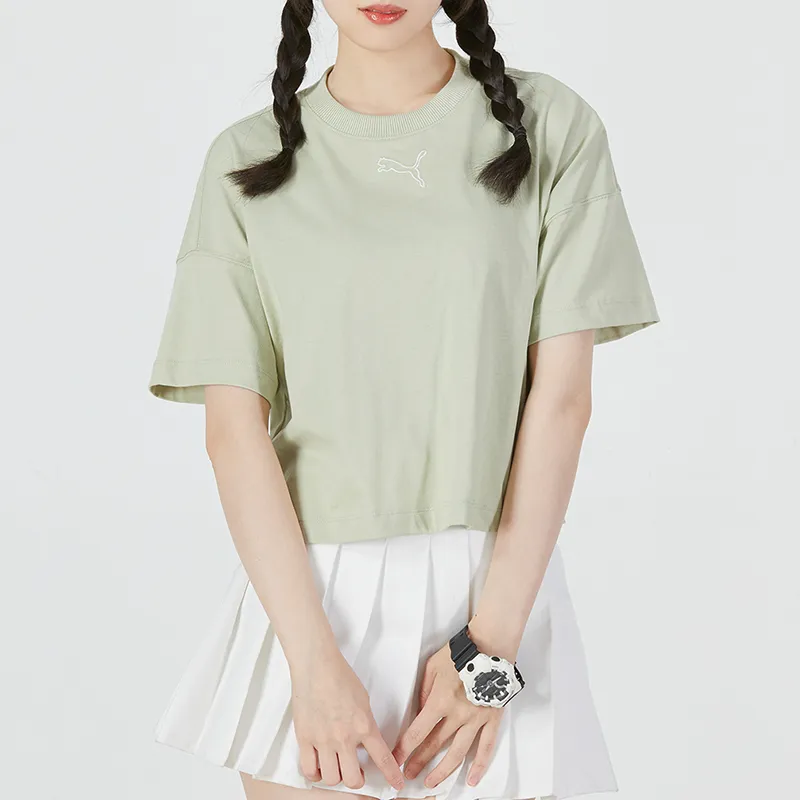 PUMA Crop Tops Women's Light Green-2