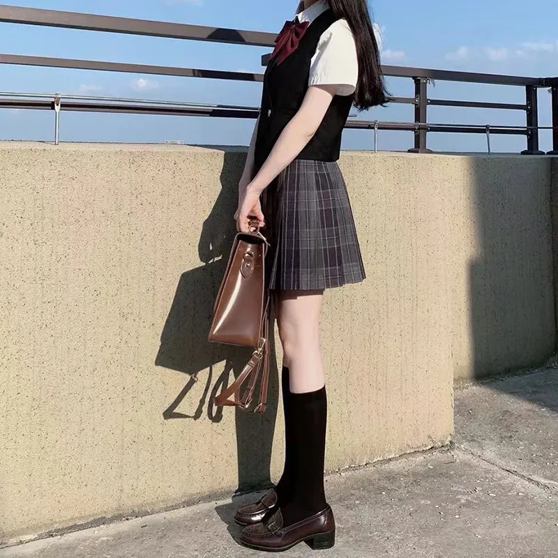 Tokyo Season Casual Short Skirts Women's Carbon Fiber Estate Plaid Skirt-53