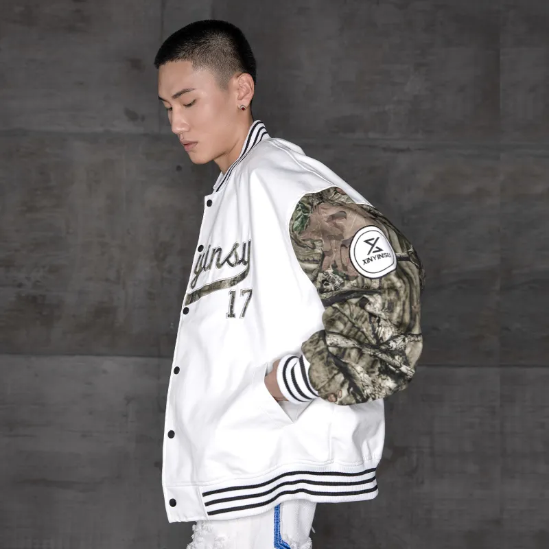 XINYINSU Baseball Jacket Unisex White-3