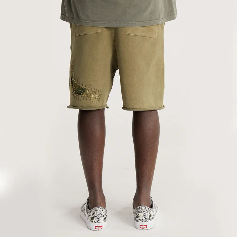 SSSAINT LOUIS Casual Shorts Unisex Olive Green-4