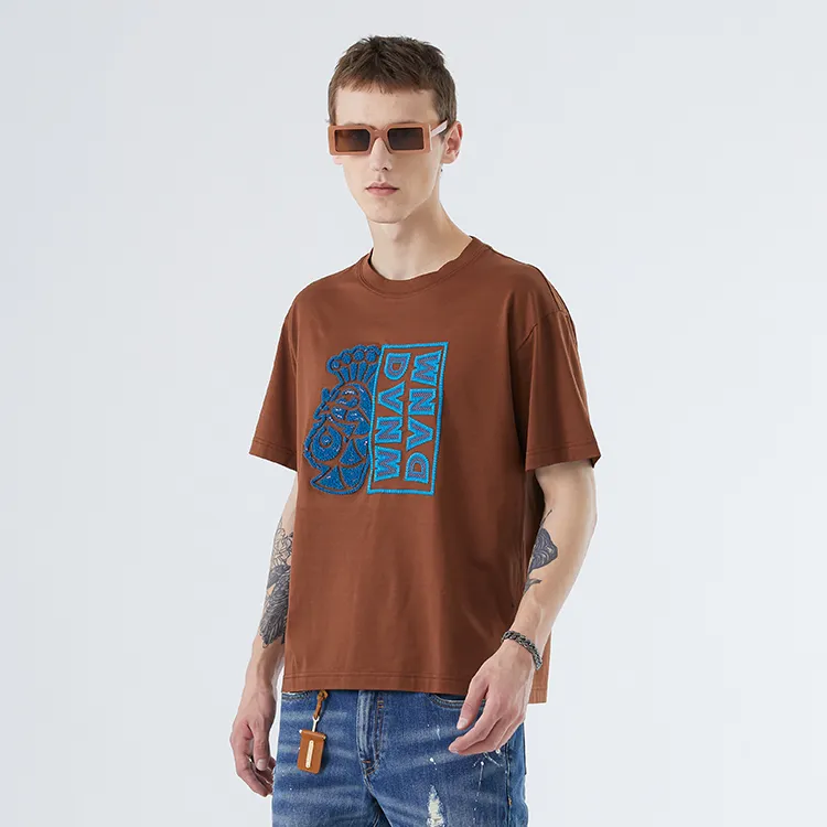 DAVID NAMAN T Shirts Men Brown-5