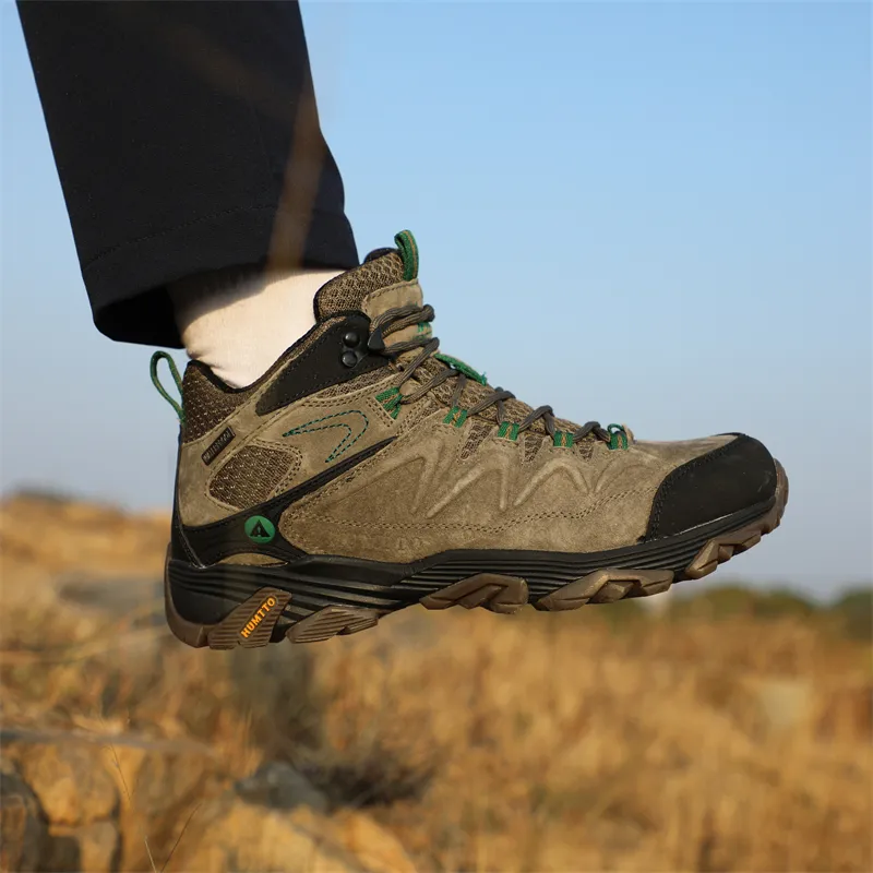 HUMTTO Cushioned Slip Resistant Abrasion Resistant Mid Top Outdoor Shoes Khaki-7