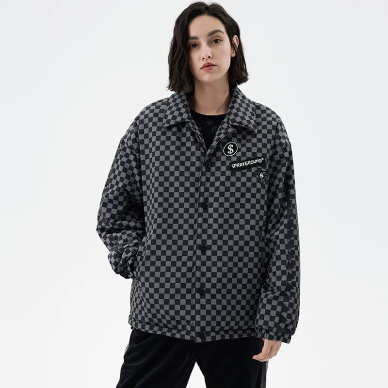 SPRAYGROUND Animal Pattern Letter Checkerboard Lapel Loose Fit Puffer Jacket Unisex-2