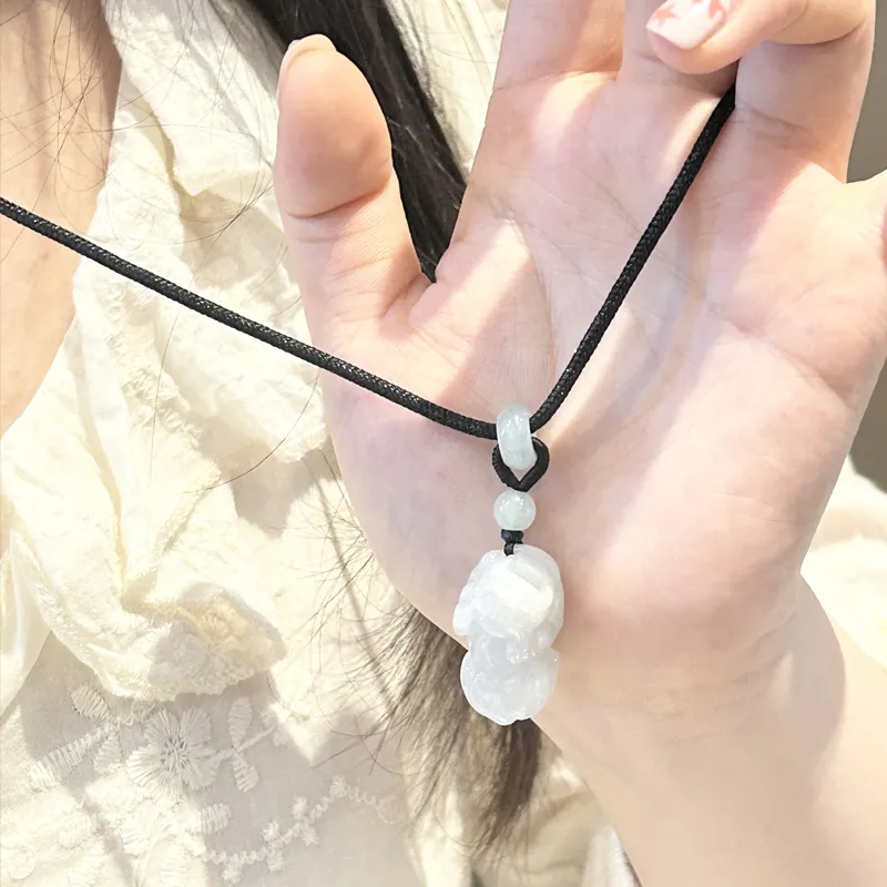 MOONS FAME Bean Type Jadeite Necklaces Unisex-3