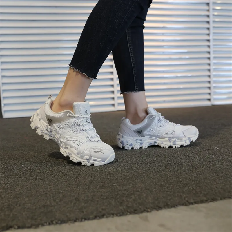 HUMTTO Shock Absorbers With Slip Resistant And Abrasion Resistant Properties Low Top Outdoor Shoes Women's White-9