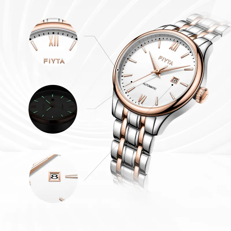 Fiyta Classic Collection Automatic Mechanical Movement Stainless Steel Strap Watch Women's Watch White Dial-1