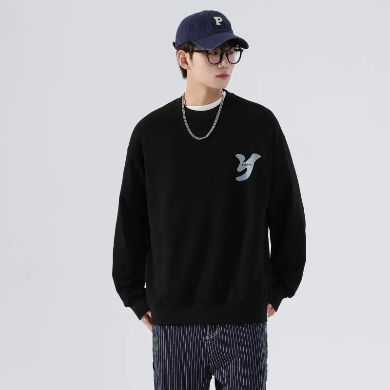 Yvette Crew Neck Loose Fit Regular Sweatshirt Unisex Black-2