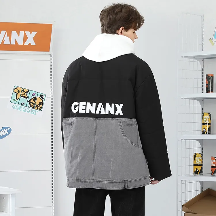 GENANX Puffer Jackets Unisex Black Gray Color-6