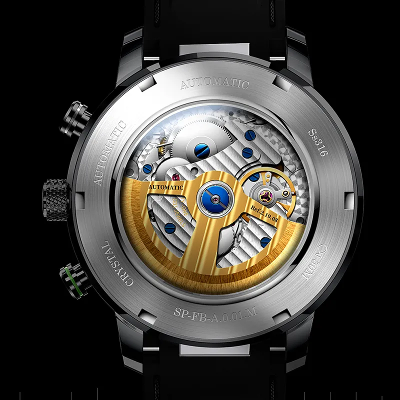 LOBINNI L Mechanical Movement Watch Men's Watches Cut-Out Dial-3