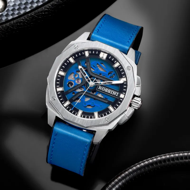 ROSSINI Medallion Collection Mechanical Movement Silicone Strap Watch Men's Watches Red Watch Dial 5210057-4
