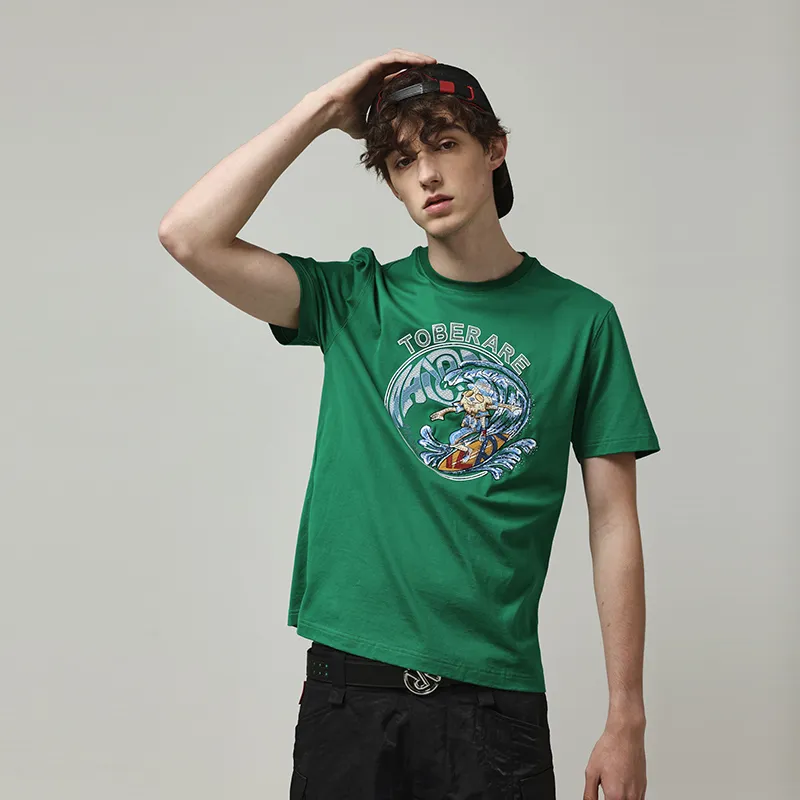 RARE Short Sleeved T Shirts Men's Green-3