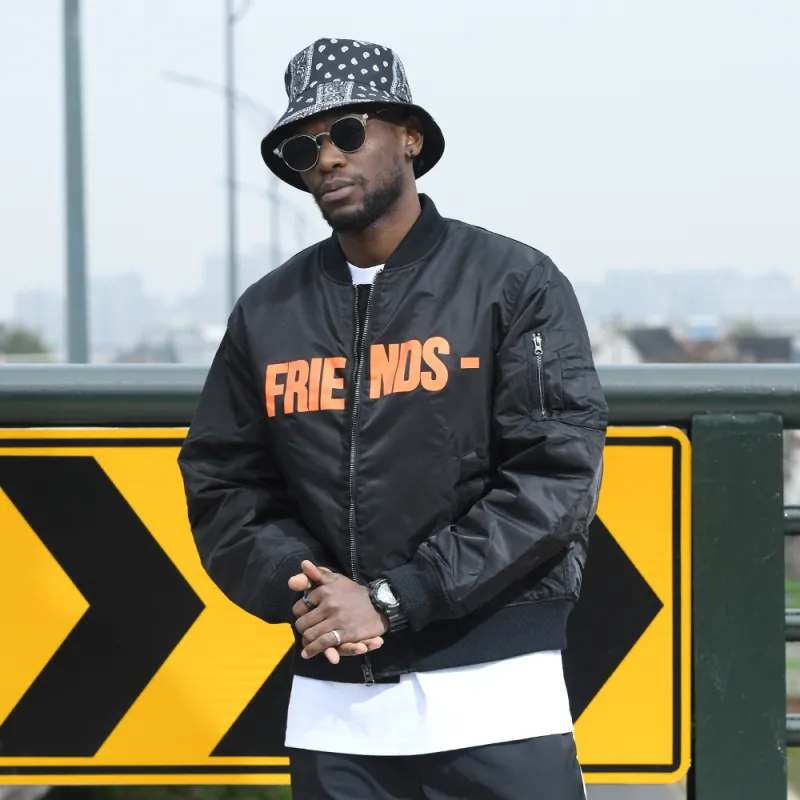 VLONE Big Logo Series Puffer Jackets Unisex Black Orange-10