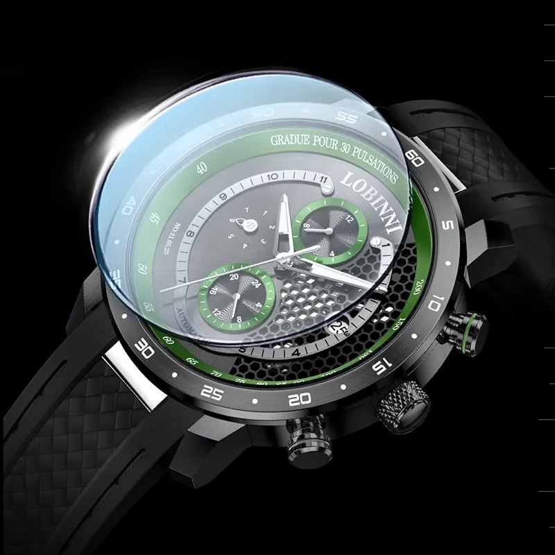 LOBINNI L Mechanical Movement Watch Men's Watches Cut-Out Dial-2