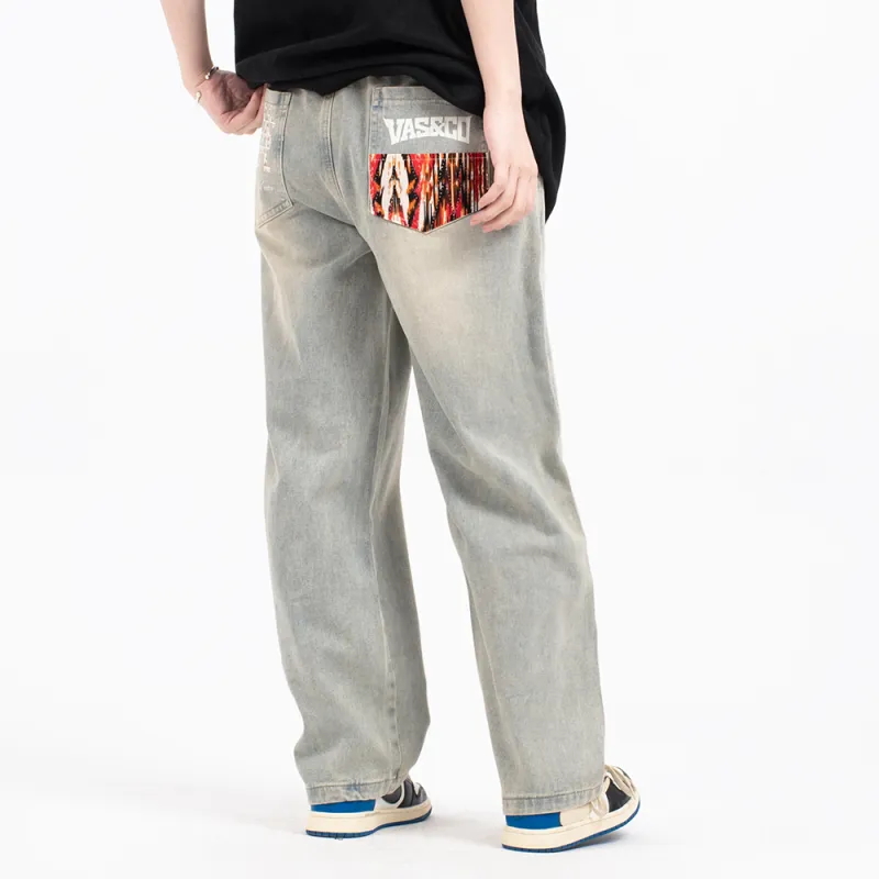 VAS＆CO Jeans Unisex Yellow Mud Denim Blue-4