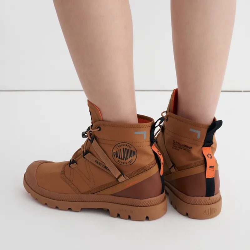 Palladium Pampa Travel Lite Anti-Slip And Wear-Resistant Lightweight High-Top Canvas Shoes Unisex Red Sugar Brown-8